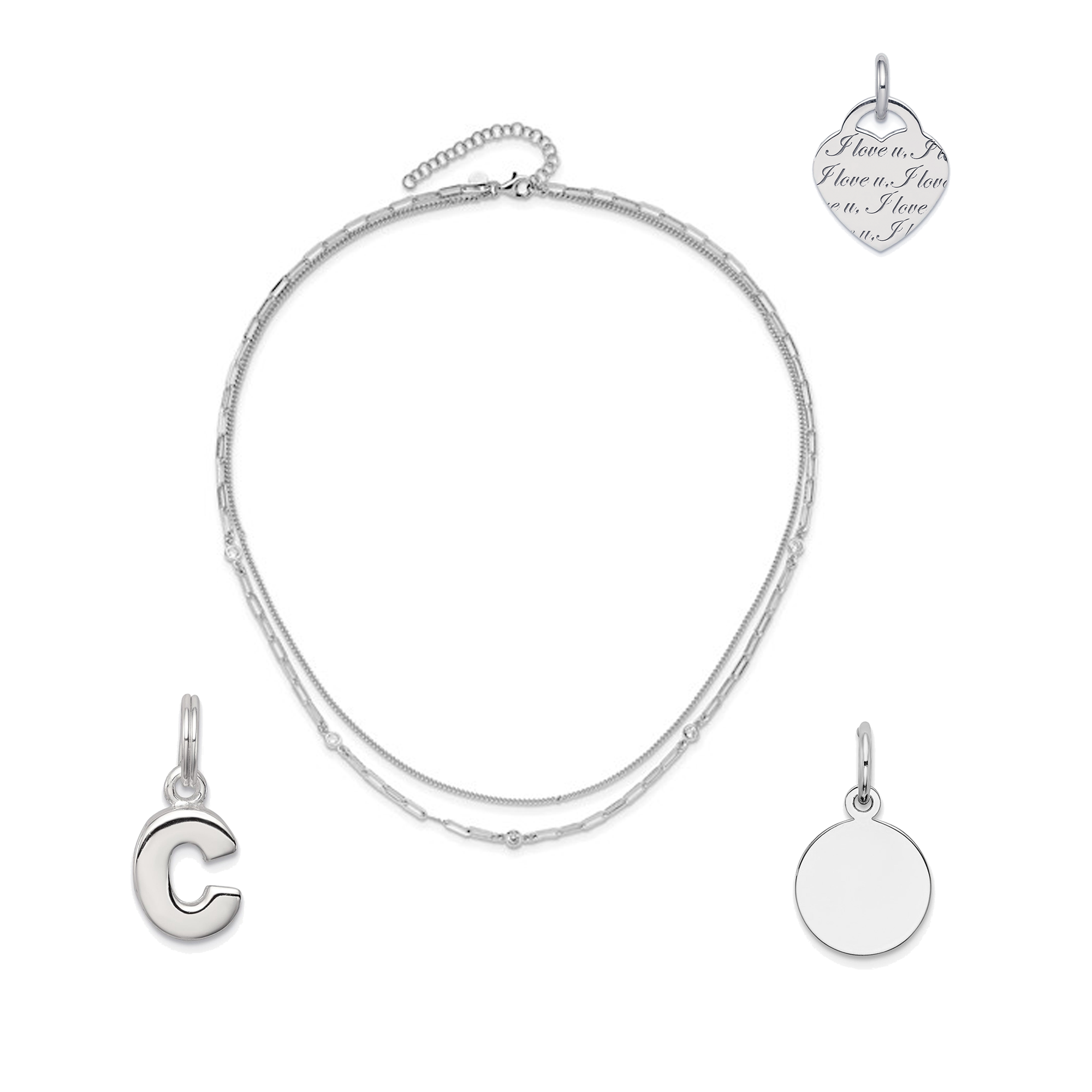 Sterling Silver Multi Charm Couples Bracelet