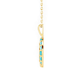 14K Yellow Gold Turquoise Engravable Halo-Style