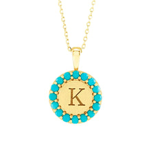 14K Yellow Gold Turquoise Engravable Halo-Style