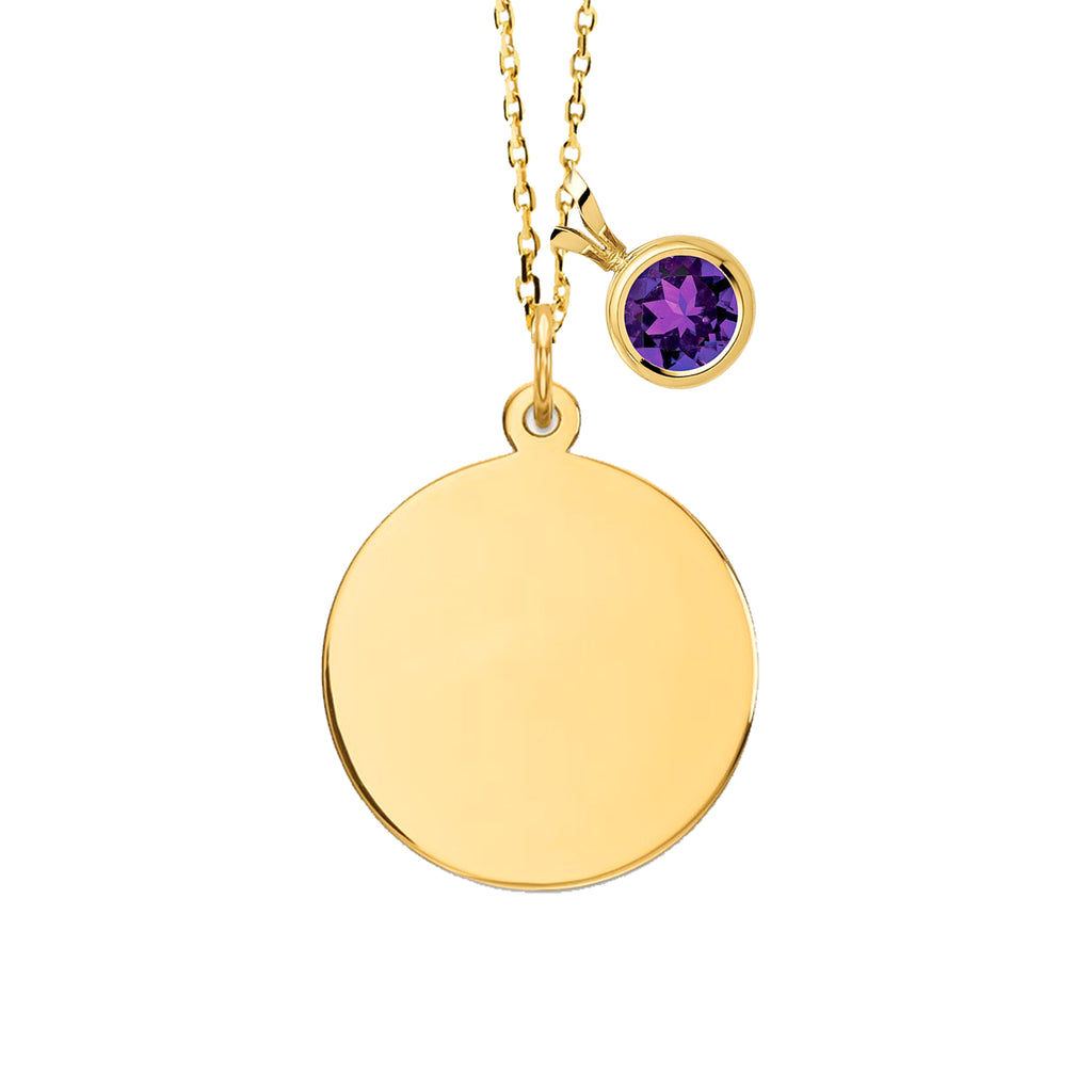 Mom 14K Gold Round Engravable Necklace
