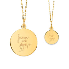14K Gold Mother & Child Set | Round Engravable Necklace