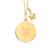 14K Gold Round Engravable Couples Necklace