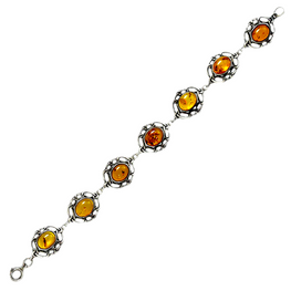 Sterling Silver Oval Amber Bracelet