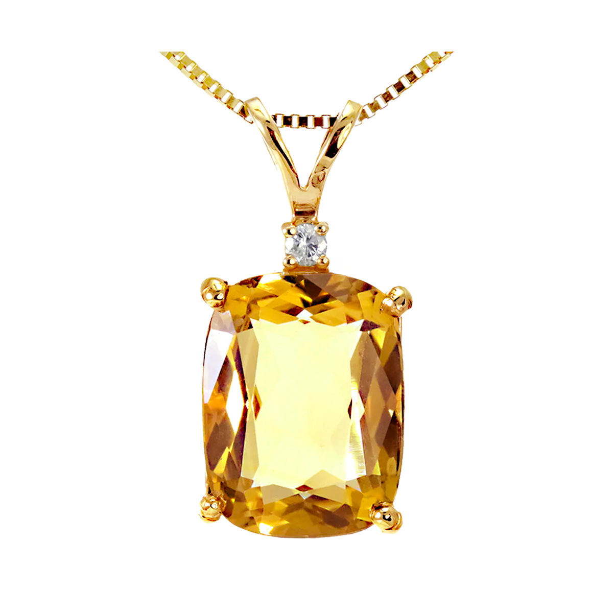 SPECIAL ORDER - 14k yellow gold emerald cut citrine and diamond pendant.