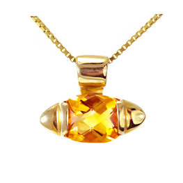 14k yellow gold cushion cut citrine pendant