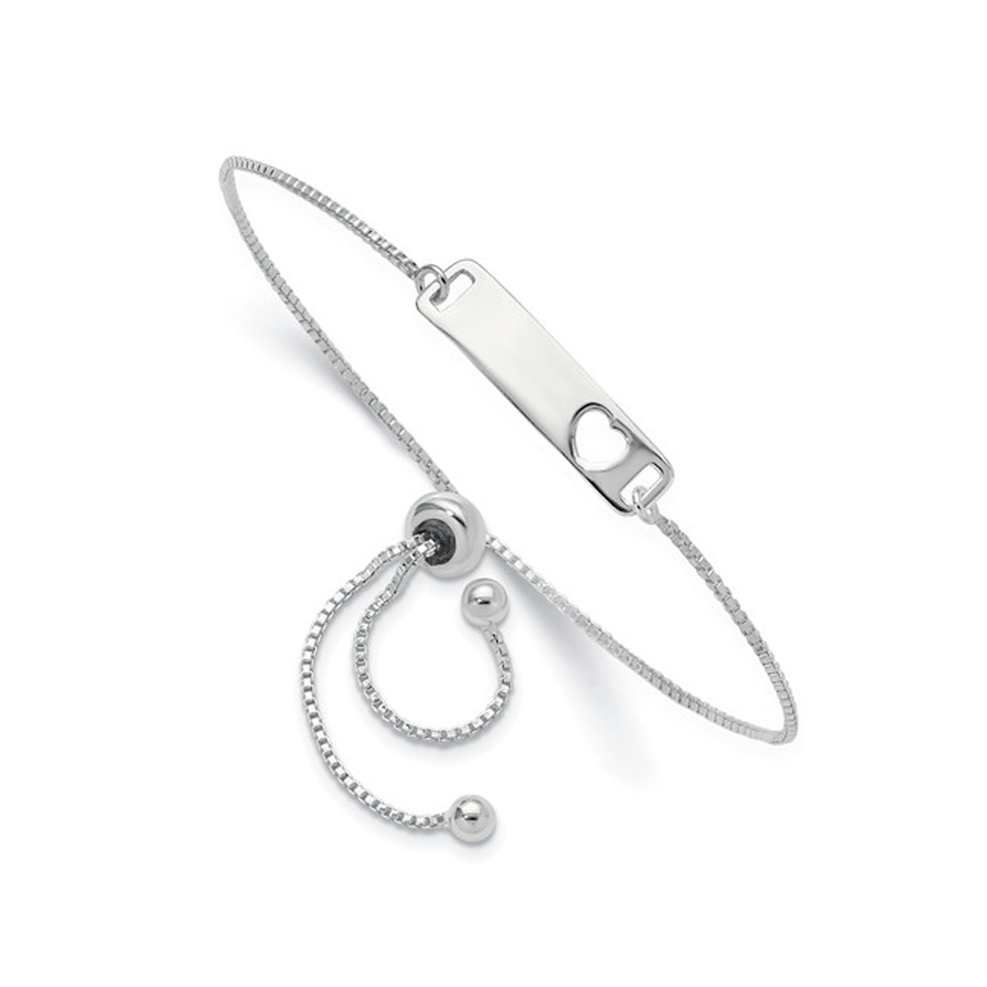 Sterling Silver Adjustable Pierced Heart Couples Bracelet