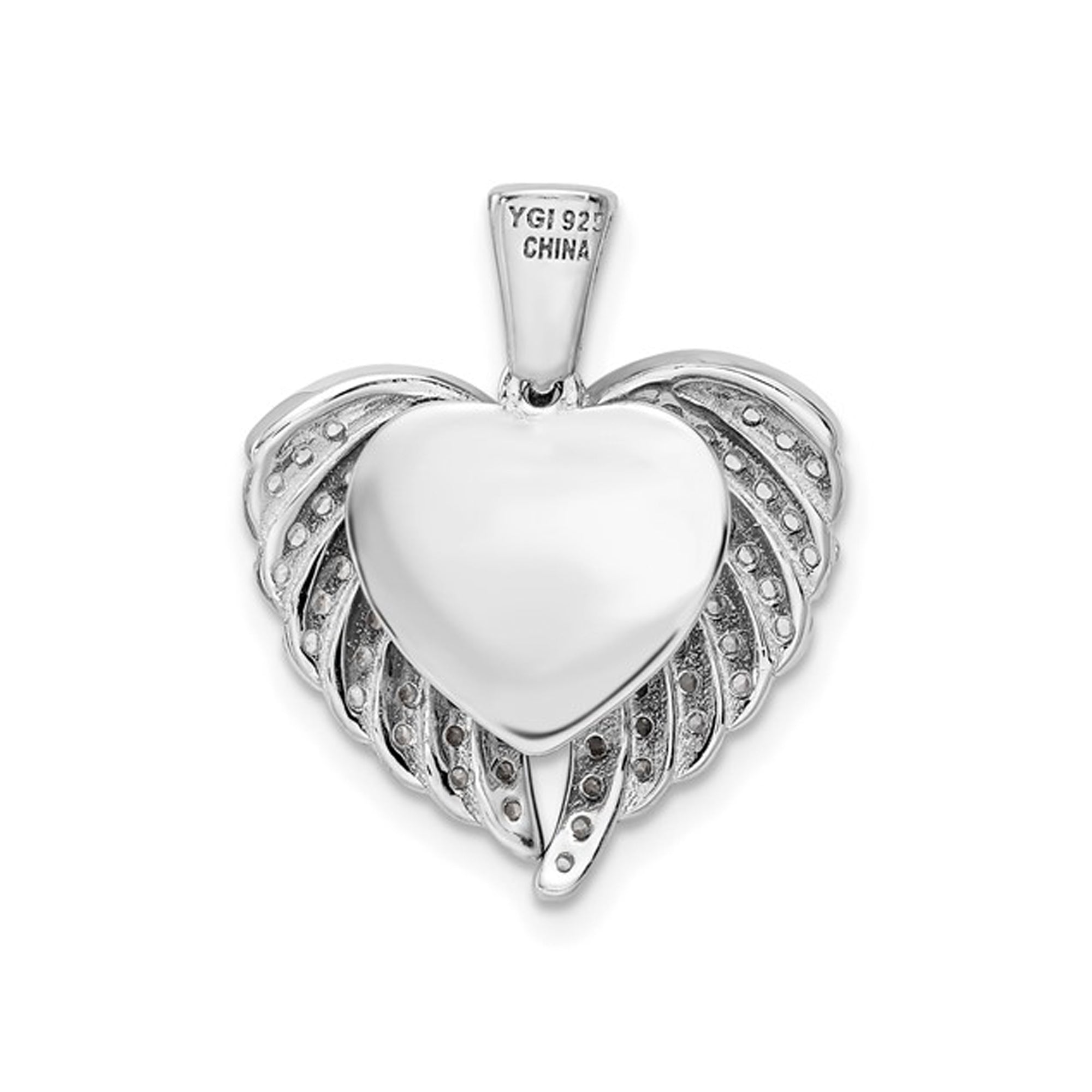 Sterling Silver Zirconia Opening Wings and Heart Necklace