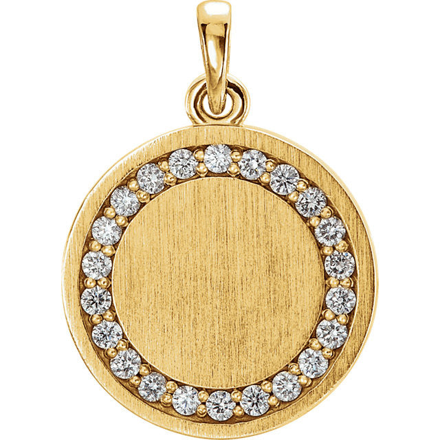 14K Gold 1/5 CTW Diamond Engravable Pendant