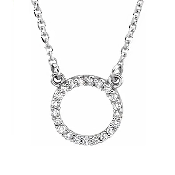 14K White 1/10 CTW Diamond Circle 16" Necklace