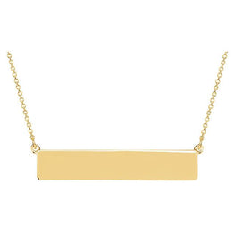 14K Gold Engravable Bar Necklace