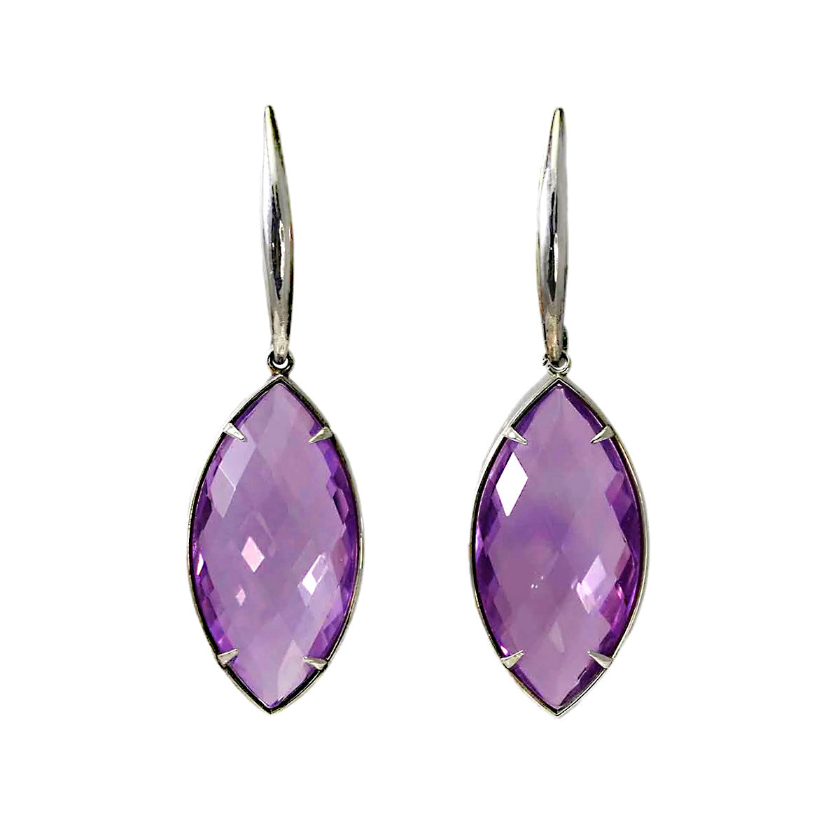 Checkerboard Amethyst Dangling Earrings