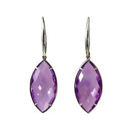 Checkerboard Amethyst Dangling Earrings