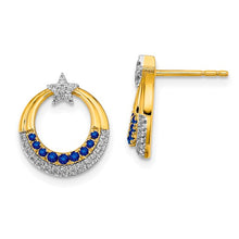 14K Gold Lab Grown Sapphire & Diamond Star Post Earrings