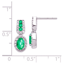 14K Gold 1/3Ct Diamond & Emerald Earrings