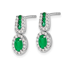 14K Gold 1/3Ct Diamond & Emerald Earrings