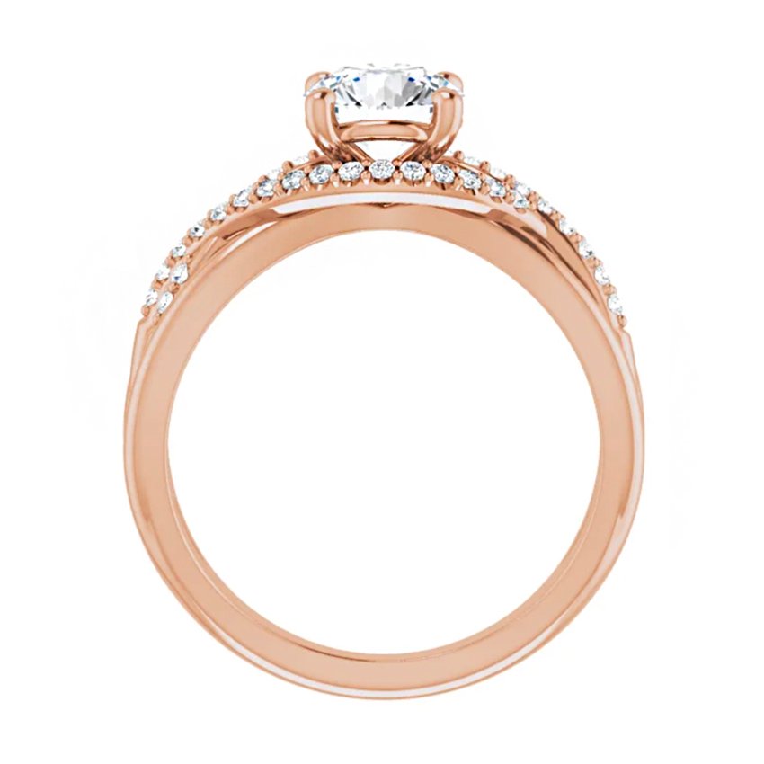 18K Rose Gold 6.5 mm Diamond Halo Engagement Ring