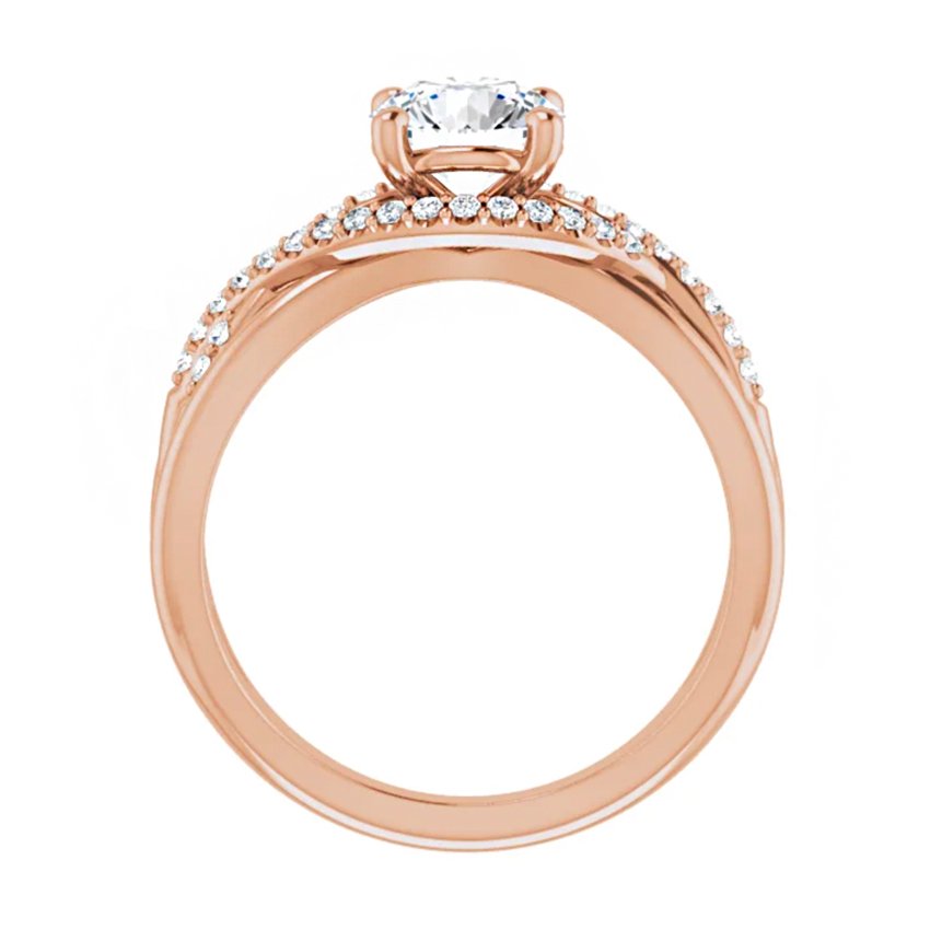 18K Rose Gold 6.5 mm Diamond Halo Engagement Ring