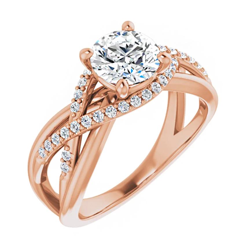 18K Rose Gold 6.5 mm Diamond Halo Engagement Ring