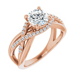 18K Rose Gold 6.5 mm Diamond Halo Engagement Ring