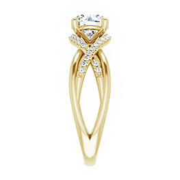 18K Yellow Gold 6.5 mm Diamond Halo Engagement Ring