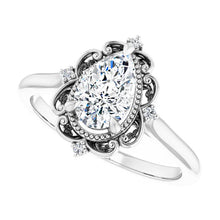 14K White 8x5 mm Pear Engagement Ring Mounting