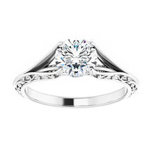 14K White Gold 6.5 mm Solitaire Flower Engagement Ring