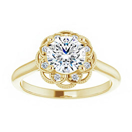 14K Yellow Gold 6.5 mm Round Engagement Ring