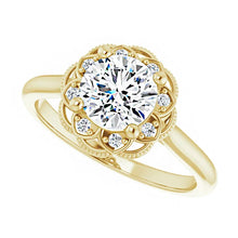 14K Yellow Gold 6.5 mm Round Engagement Ring