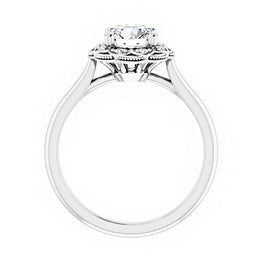 14K White Gold 6.5 mm Round Engagement Ring