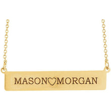 14K Gold Engravable Bar Necklace