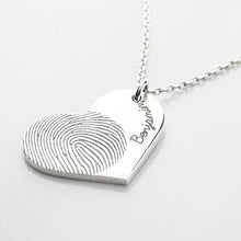 10K Yellow Gold Name and Fingerprint Heart Charm