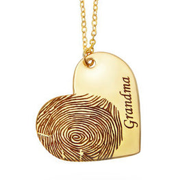 Gold Plated Sterling Silver Name and Fingerprint Charm