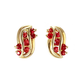 14k yellow gold ruby cluster earrings