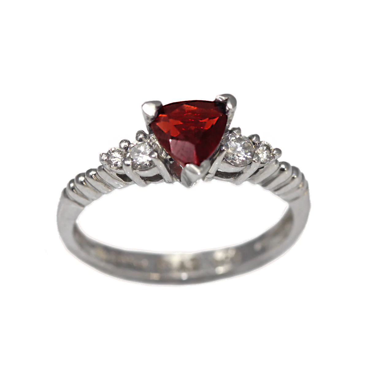 950 Platinum Garnet and Diamond Ring