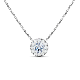 14K White Gold Halo Necklace Pure Light Moissanite