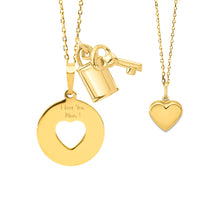 14K Gold Mother & Child Set | Pierced Heart Engravable Necklace