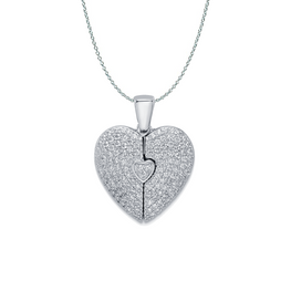 Sterling Silver Zirconia Opening Heart Pendant
