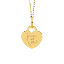 14K Heart Engravable Couples Necklace