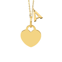 14K Heart Engravable Couples Set Necklace