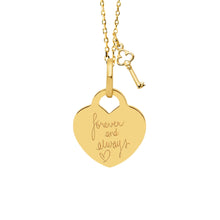 14K Heart Engravable Couples Necklace