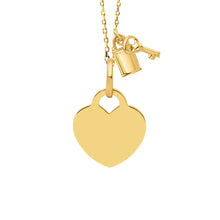 14K Heart Engravable Couples Set Necklace