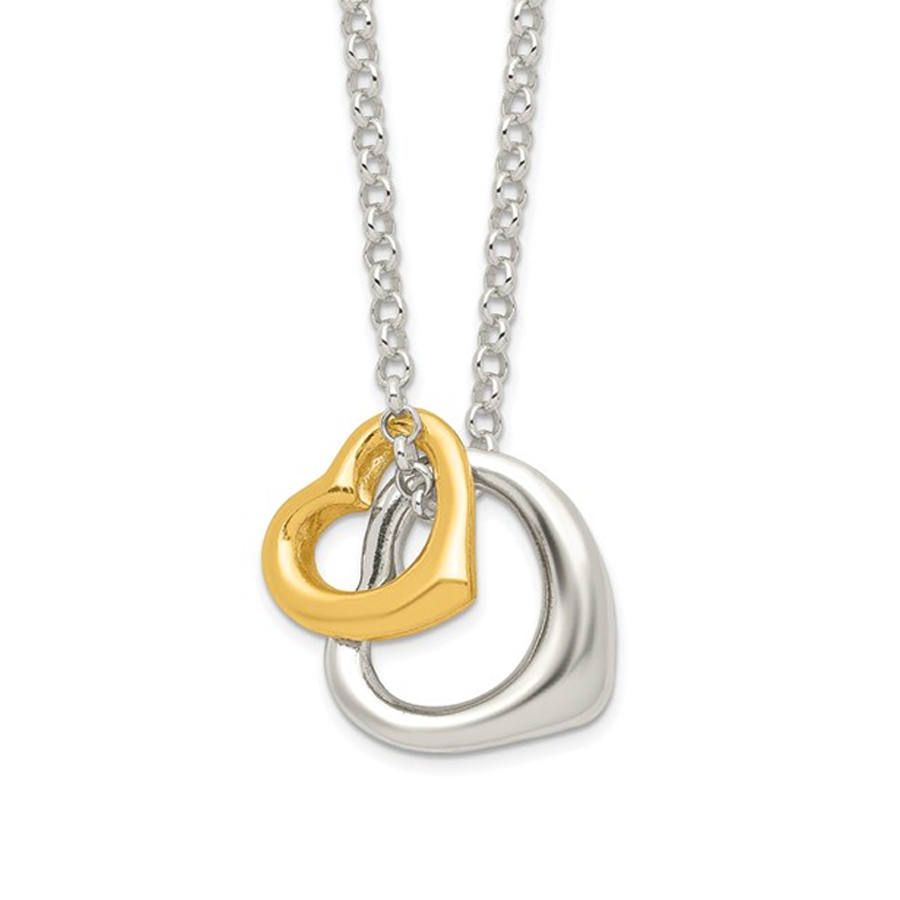 Sterling Silver Two-Hearts Necklace