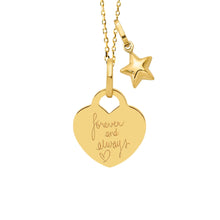 14K Heart Engravable Couples Necklace