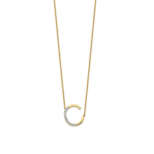 14K Yellow Gold Sideways Diamond Initial Necklace