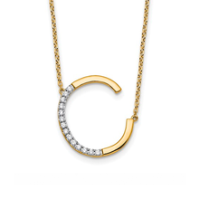14K Yellow Gold Sideways Diamond Initial Necklace