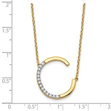 14K Yellow Gold Sideways Diamond Initial Necklace