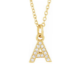 14K Yellow Gold & Diamonds Petite Initial Necklace