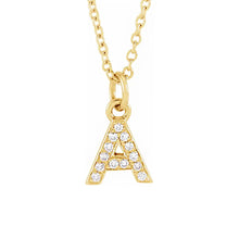 14K Yellow Gold & Diamonds Petite Initial Necklace