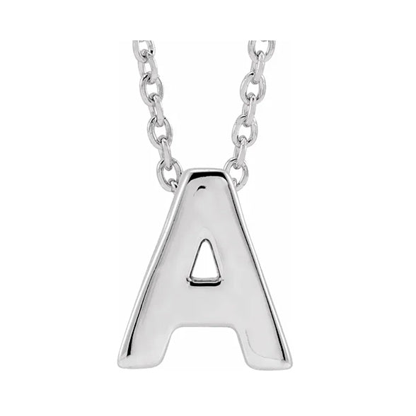 14K White Gold Initial Pendant 16-18" Necklace
