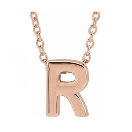 14K Rose Gold Initial Pendant 16-18" Necklace